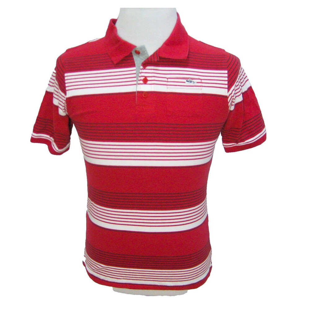 NIKE Boy's (Size XL 18-20) Red White Striped Short Sleeve Polo Shirt 100% Cotton
